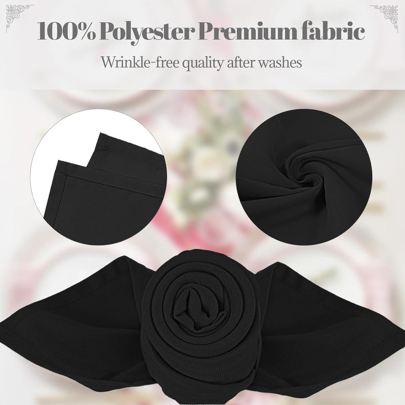 PLOYMONO Black Heavy Duty Polyester Napkins - 17 x 17 Inch Solid Washable Cloth Dinner Napkins - Set of 8 Napkins with Hemmed Edges - Great for Weddings, Parties, Banquets, Halloween, Thanksgiving - Image 3