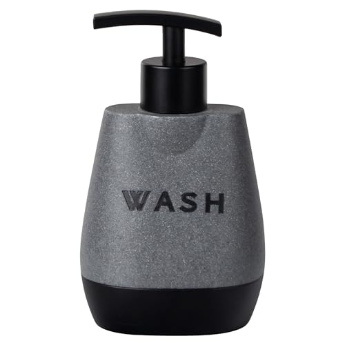 UMAI Premium Polyresin Liquid Soap Dispenser | 250ml | Modern Stylish Kitchen Office Bathroom Dispenser for Kitchen | Non Fragile | Scratch Proof | Moisture Resistant | Grey-Black Color - Image 1