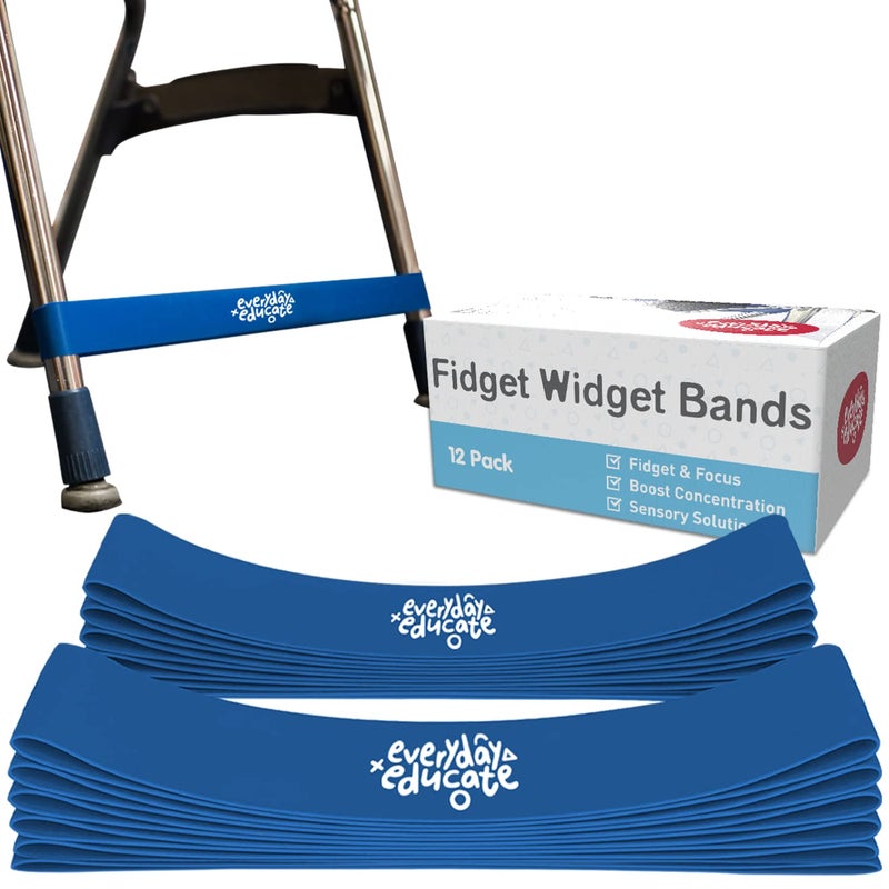 Everyday Educate Chair Bands for Kids with Fidgety Feet (Pack of 12) - Fidget Bands for Classroom Chairs, Feety Bands, Sensory Flexible Bands, ADHD Chair Bands for Kids, Anti-Snap Bands for Desk and Seats Blue - Image 2