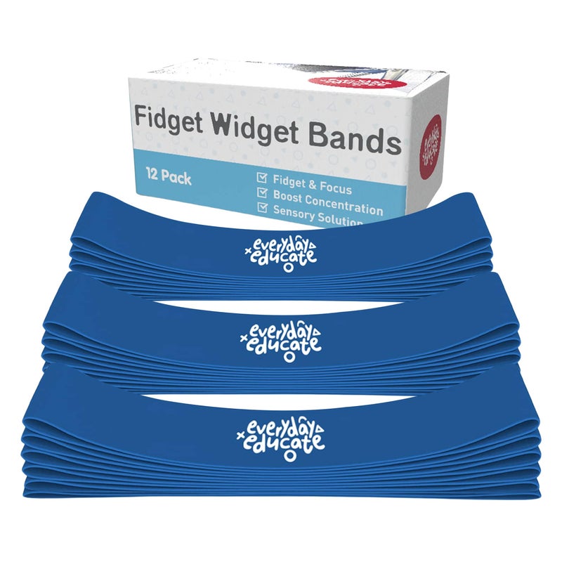 Everyday Educate Chair Bands for Kids with Fidgety Feet (Pack of 12) - Fidget Bands for Classroom Chairs, Feety Bands, Sensory Flexible Bands, ADHD Chair Bands for Kids, Anti-Snap Bands for Desk and Seats Blue - Image 1