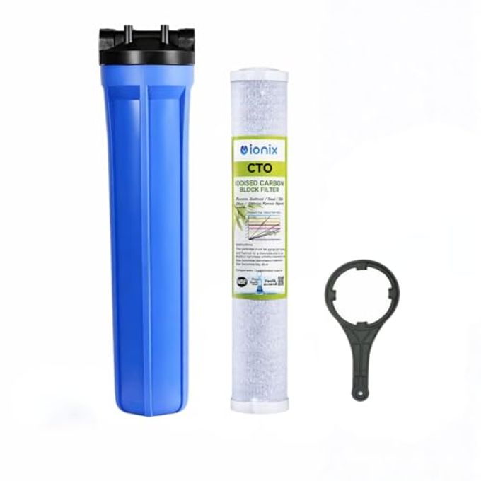 IONIX 20 Inch Slim Housing,Pre Filter 20 Inches Forr Commercial And Domestic Water Purifier, For Usage Upto 300 Liters Per Day (Sedimentation, 1 Inch Inlet Outlet, Hardness Filter), Multicolor - Image 1