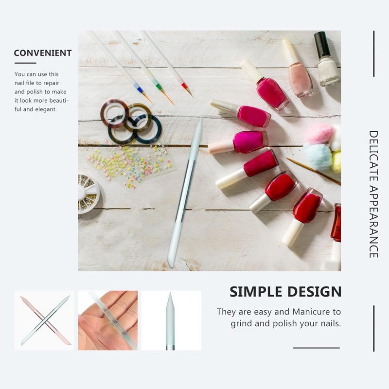 Healifty 2Pcs nail file glass cuticle stick female manicure file glass polishing strip dual-ended manicure stick nail polish file nail emery boards buffer double sided Miss nano glass - Image 5