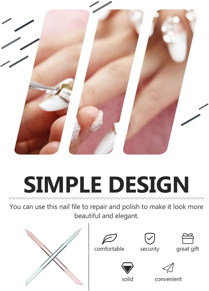 Healifty 2Pcs nail file glass cuticle stick female manicure file glass polishing strip dual-ended manicure stick nail polish file nail emery boards buffer double sided Miss nano glass - Image 4