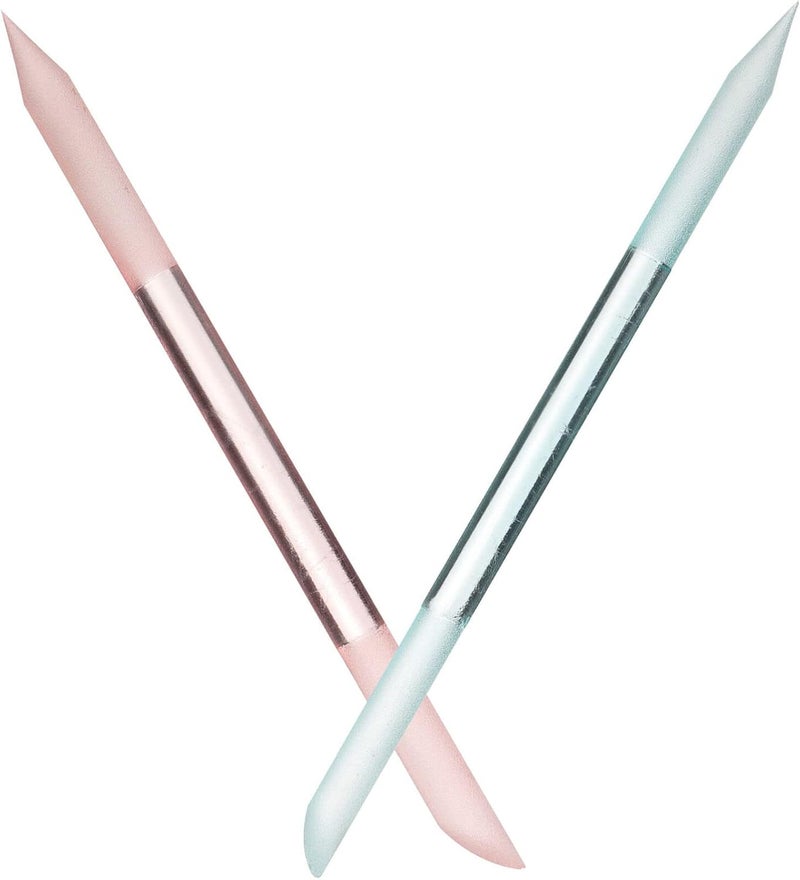 Healifty 2Pcs nail file glass cuticle stick female manicure file glass polishing strip dual-ended manicure stick nail polish file nail emery boards buffer double sided Miss nano glass - Image 1