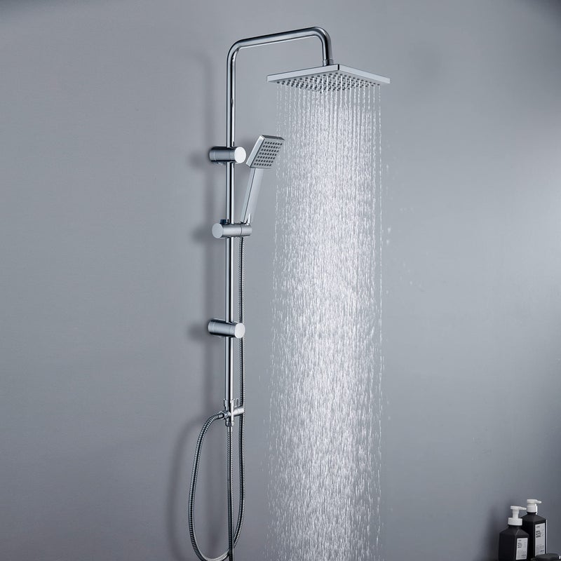 JOHO Stainless Steel Shower System Shower Set Overhead Shower with ABS Head Shower 20x20cm - Image 2