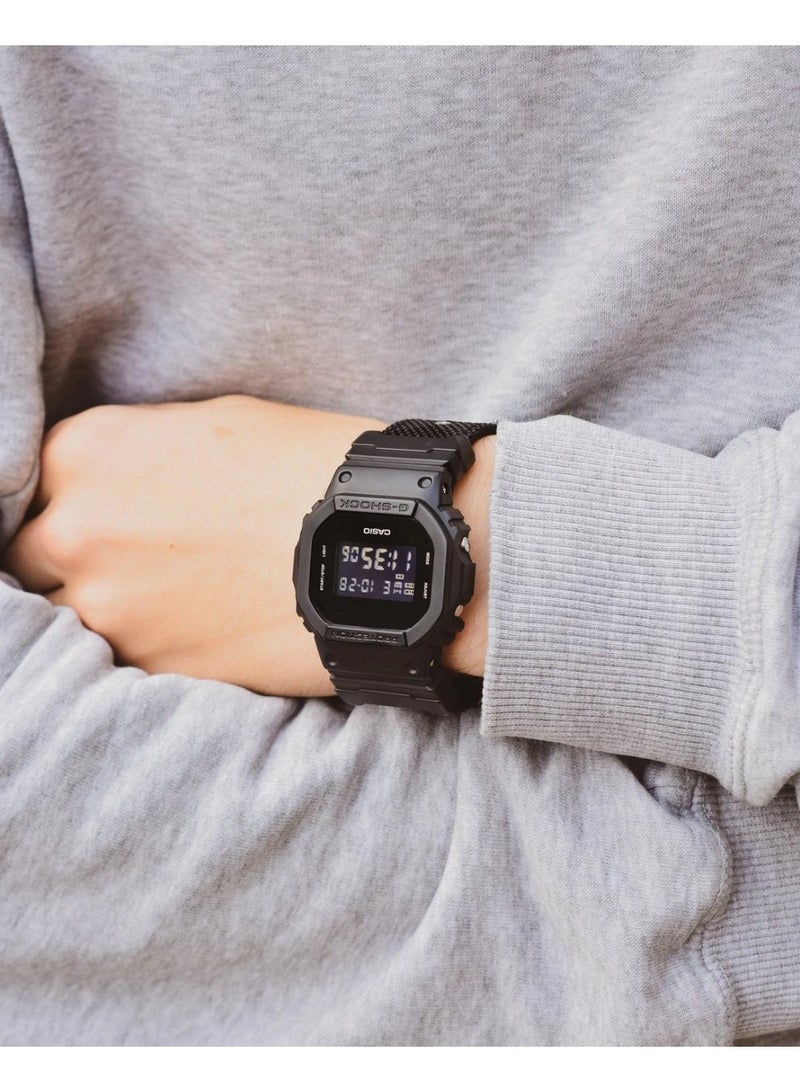 Casio G-SHOCK DW-5600BBN-1DR Men’s Digital Watch, Black Nylon Strap, Shock Resistant, 200m Water Resistance - Image 2