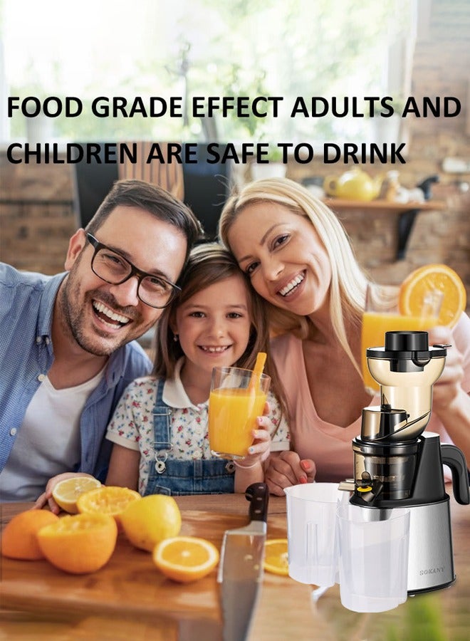 sokany Slow Masticating Juicer,Cold Press Juicer with 80MM Extra Large Feed Chute, 800W Slow Juicer Machines Fit Whole Vegetables and Fruits with High Juice Yield,Capable of Making Fruit Smoothies, Easy to Clean,SK-01010 (Silver) - Image 4