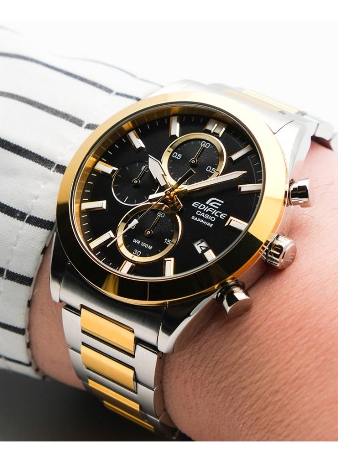 كاسيو Edifice Chronograph Men’s Watch EFB-710SG-1A, 48mm Black Dial, Two-Tone Stainless Steel Case & Bracelet, Sapphire Crystal, Date Display, 100 m WR - Image 1