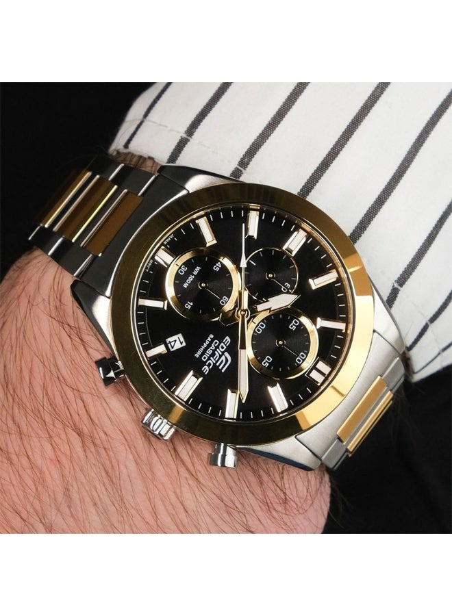 كاسيو Edifice Chronograph Men’s Watch EFB-710SG-1A, 48mm Black Dial, Two-Tone Stainless Steel Case & Bracelet, Sapphire Crystal, Date Display, 100 m WR - Image 5