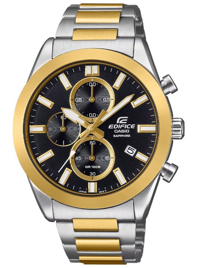 كاسيو Edifice Chronograph Men’s Watch EFB-710SG-1A, 48mm Black Dial, Two-Tone Stainless Steel Case & Bracelet, Sapphire Crystal, Date Display, 100 m WR - Image 3