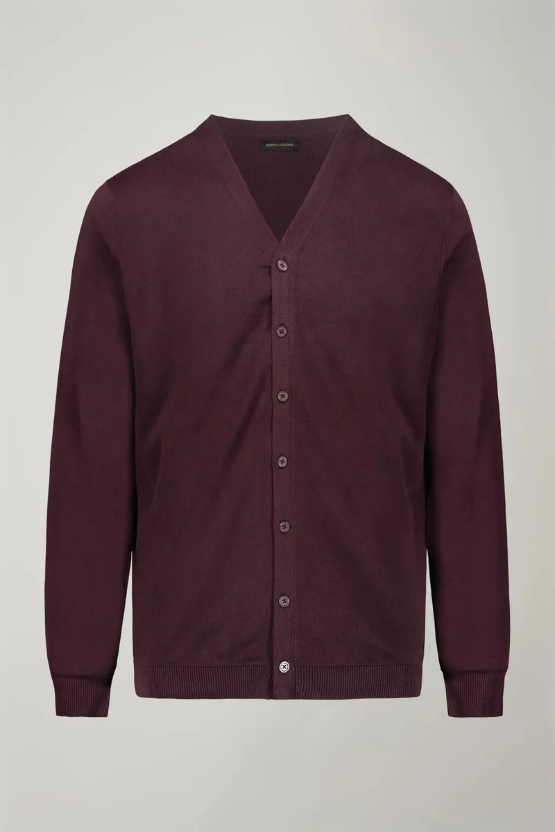 Doppelganger Red Men's sweater V collar 100% cotton regular fit - Bordeaux for Men | Best Price UAE