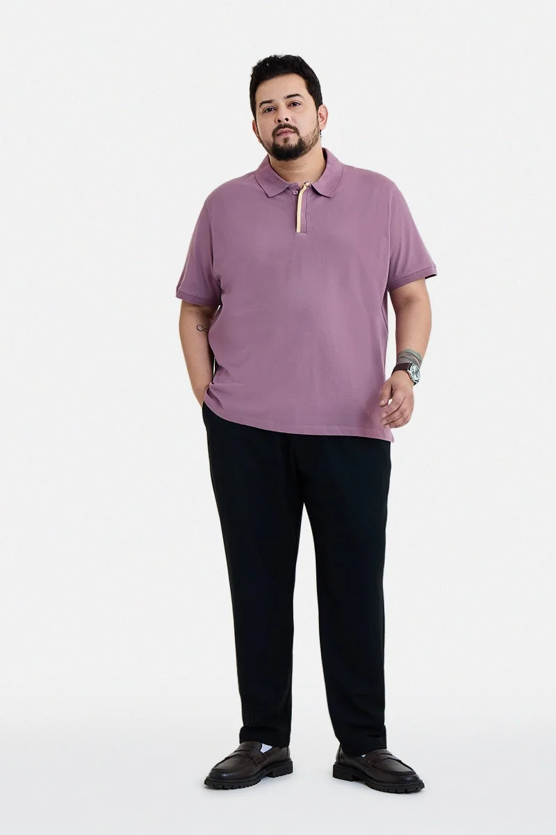 سنيتش Mauve Solid Half Sleeve Regular Fit Plus Size T-Shirt