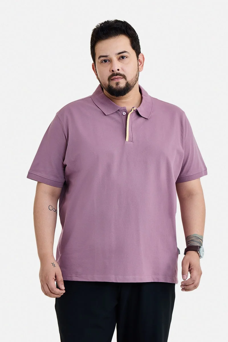 سنيتش Mauve Solid Half Sleeve Regular Fit Plus Size T-Shirt