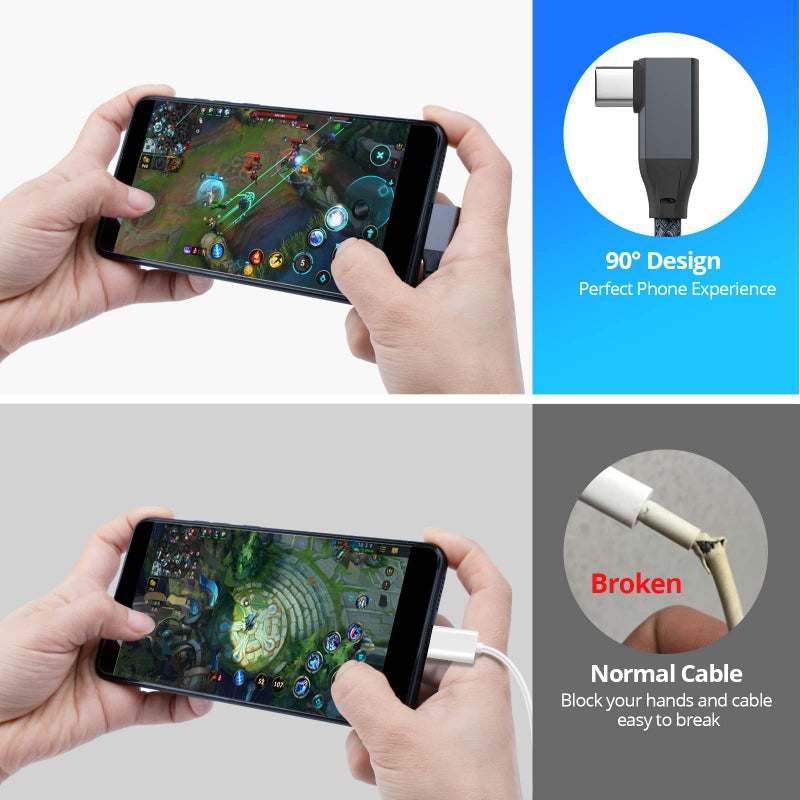 UseBean 6 inch USB C to USB C Cable Right Angle, 0.5ft Short USB-C Cable 100W, USBC 3.2 Gen2x2 20Gbps 4K Video, 90 Degree Type C to C Charging Cord for iPhone 16 15 Pro Max iPad MacBook Galaxy S25/S24 - Image 3