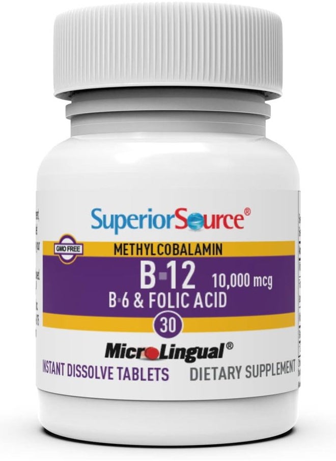 Superior Source No Shot Vitamin B-12 Methylcobalamin 10000 mcg, B-6 & Folic Acid 1200 mcg - Supports Brain & Heart Health - Aids Natural Energy Levels - 30 Sublingual Dissolving Tablets  - Image 3