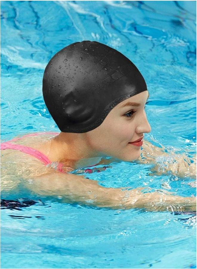 Silicone Swimming Cap with Ear Protection 3D Ergonomic Design Comfortable for Adult Men Women Long Hair Protecting Ears and from Chlorine, Bacteria, Sand in the Water Odorless Skin Friendly - Image 4