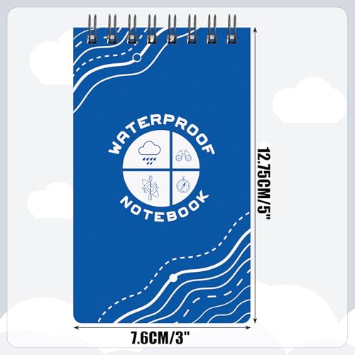 Thboxes 6 Pack Waterproof Pocket Notebook, 5" x 3" Top-Spiral Waterproof All Weather Notepad for Office School Police Outdoor Recording Steno Note Pads - Image 3