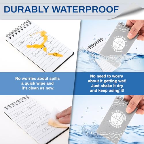 Thboxes 6 Pack Waterproof Pocket Notebook, 5" x 3" Top-Spiral Waterproof All Weather Notepad for Office School Police Outdoor Recording Steno Note Pads - Image 2