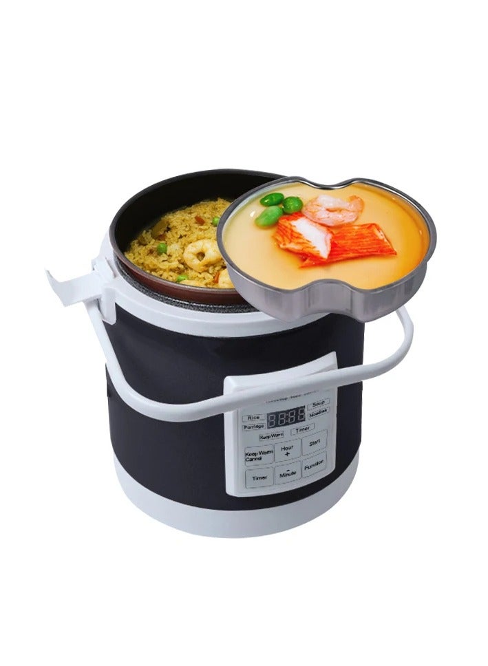 12V 24V Mini Car Rice Cooker 1.6L car trucks electric soup porridge cooking machine food steamer warmer fast heating lunch box(Black)  - Image 4