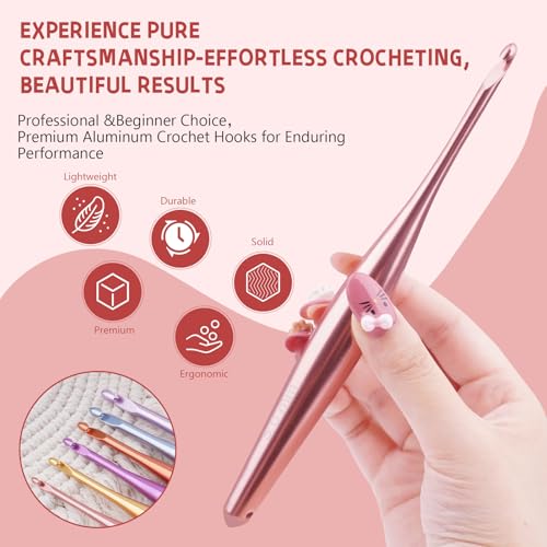 Mdoker Newest Aluminum Crochet Hook Set with Case Ergonomic Grip Crochet HooksNonSlip Hooks for Arthritic Hands Perfect Crochet Gift for Women3mm10mm - Image 3