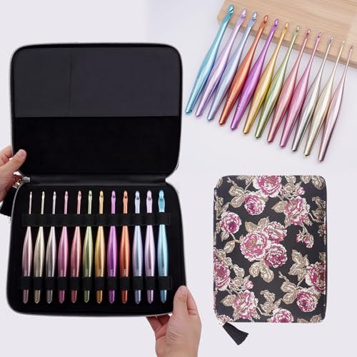 Mdoker Newest Aluminum Crochet Hook Set with Case Ergonomic Grip Crochet HooksNonSlip Hooks for Arthritic Hands Perfect Crochet Gift for Women3mm10mm - Image 1