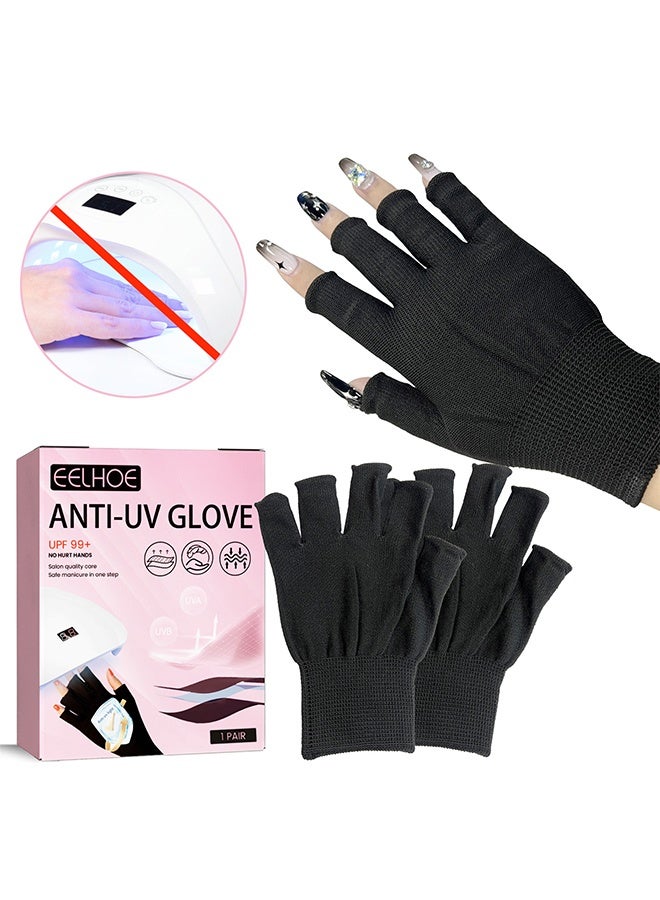 EELHOE Anti UV Glove for Gel Nail, UPF 99+, rofessional UV Protection Gloves for Manicures, Nail Art Skin Care, Fingerless Anti UV Glove, Protect Hands from UV Harm - Image 1
