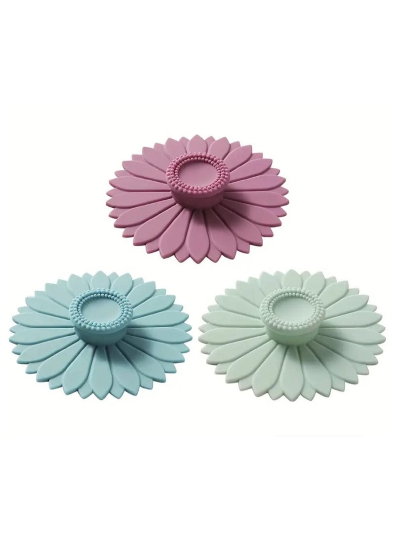 LDQ 3 Pcs Silicone Cup Covers, Multicolored Silicone Lids, Mug, Cup &Tea, Cup & Tea Pots, Flexible Mug Covers, Hot Cup Lids, Coffee Lids  - Image 1
