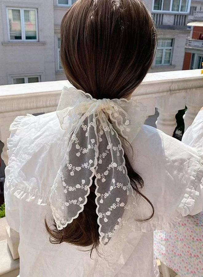 تايك تو White Lace Bow Hair Tie