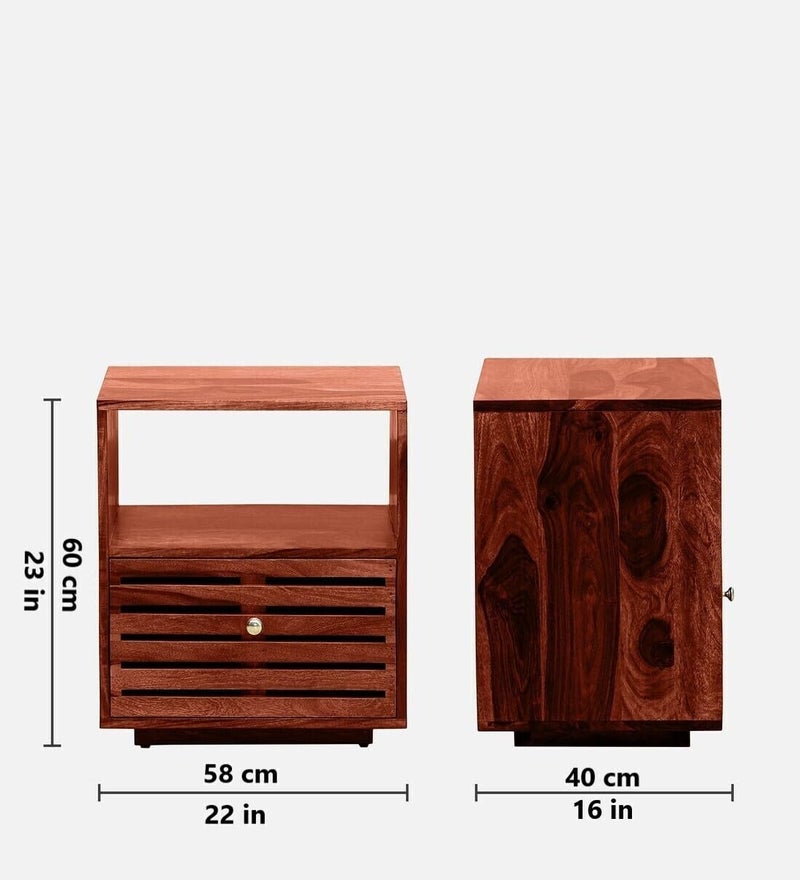 UNITEK FURNITURE UNITEK FURNITURE Toulouse Sheesham Rosewood Night Stand Table Solid Wood Bedside Table Finish Color Honey Oak Finish  - Image 2