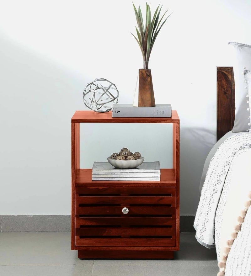 UNITEK FURNITURE UNITEK FURNITURE Toulouse Sheesham Rosewood Night Stand Table Solid Wood Bedside Table Finish Color Honey Oak Finish  - Image 1