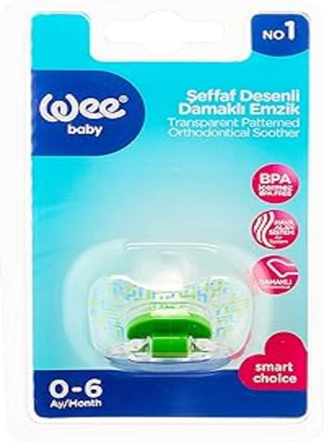 Wee baby Wee Baby Patterned Orthodontic Silicone Soother for Girls, Number 1 - Multi Color 