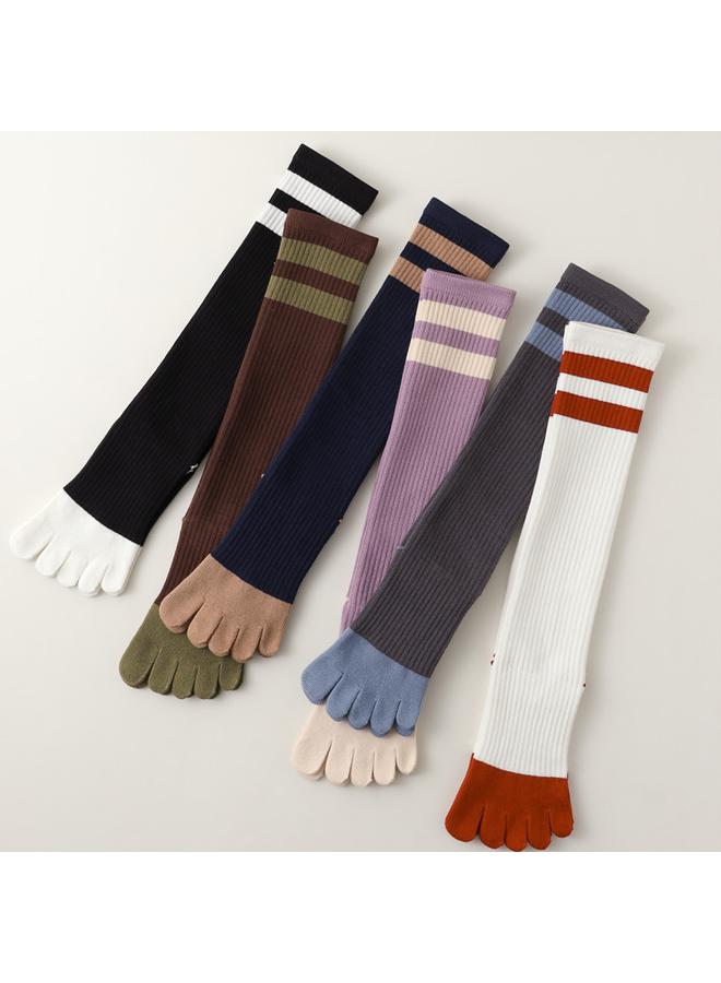 كوينج 长筒五指瑜伽袜分趾专业防滑普拉提压力小腿袜女春秋运动专用棉袜 - Image 5