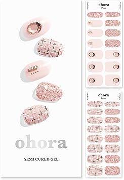 ohora شرائط جل شبه معالجة Ohora N Coco Tweed لون أحمر 30 قطعة لدورتين من الأظافر متوافقة مع مصباح UV جودة صالون طويلة الأمد سهلة التطبيق تشمل 2 وسادات تحضير ومبرد - Image 1