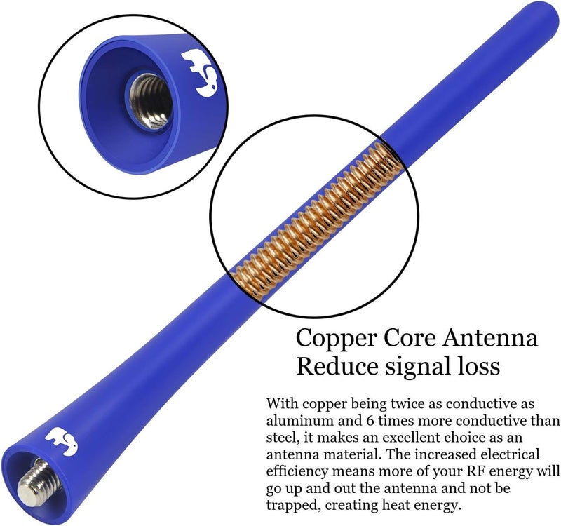 ONE250 7" Flexible Rubber Antenna for Jeep Wrangler JK JKU JL JLU Rubicon Sahara Gladiator Renegade Compass Cherokee (2007-2024) - Blue - Image 3