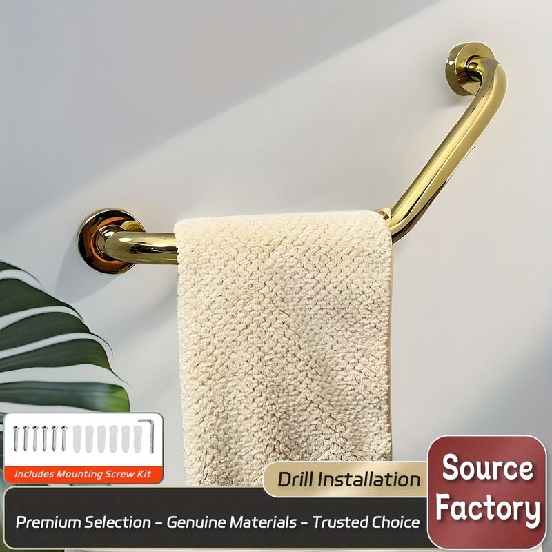 Golden Stainless Steel Small Three Curve Handrail For Elderly Bathtub Thickened Anti Slip Bathroom Safety Grab Bar Accessible Toilet Handrail Shower Grip Senior Safety Bathtub Handle Bathroom Handrail Balance Bar - Image 1