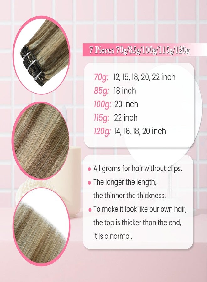 Aison Ash Blonde to Platinum Blonde Clip in Hair Extensions Real Human Hair Balayage Highlights Human Hair Extensions Clip In 18Inch 75 Gram 7PCS - Image 5