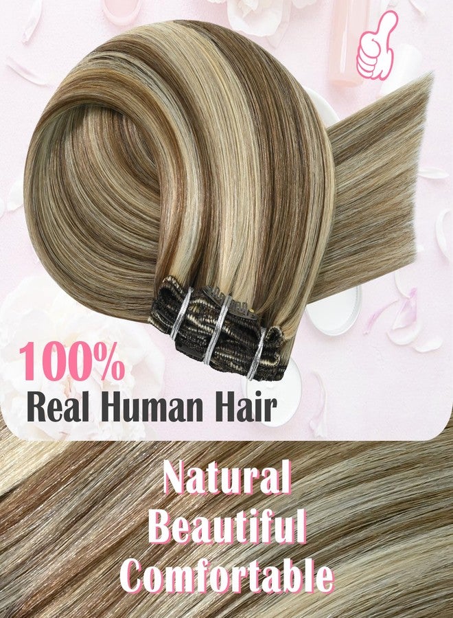 Aison Ash Blonde to Platinum Blonde Clip in Hair Extensions Real Human Hair Balayage Highlights Human Hair Extensions Clip In 18Inch 75 Gram 7PCS - Image 3