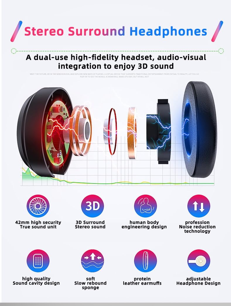 AUSHA نظارات الواقع الافتراضي الذكية مع سماعات رأس قابلة للتعديل ووحدة تحكم عن بُعد بلوتوث - سماعة رأس للواقع الافتراضي بزاوية رؤية 110 درجة - Image 4