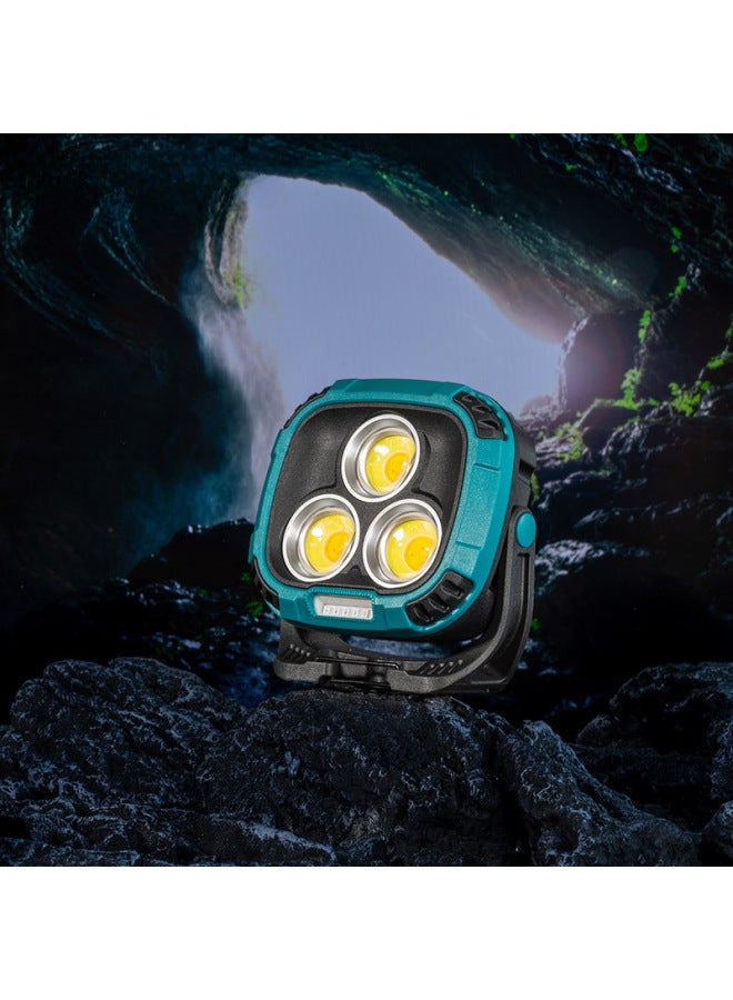 Portable Cob Work Light Emergency Night Market Handheld Lamp Rechargeable Spotlight Multifunctional Versatile Lantern-Color:W891-2 Blue (built-in Battery) - Image 4