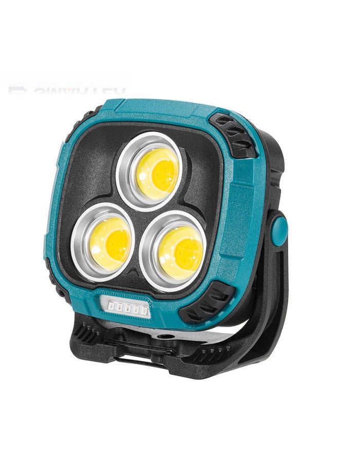 Portable Cob Work Light Emergency Night Market Handheld Lamp Rechargeable Spotlight Multifunctional Versatile Lantern-Color:W891-2 Blue (built-in Battery) - Image 2