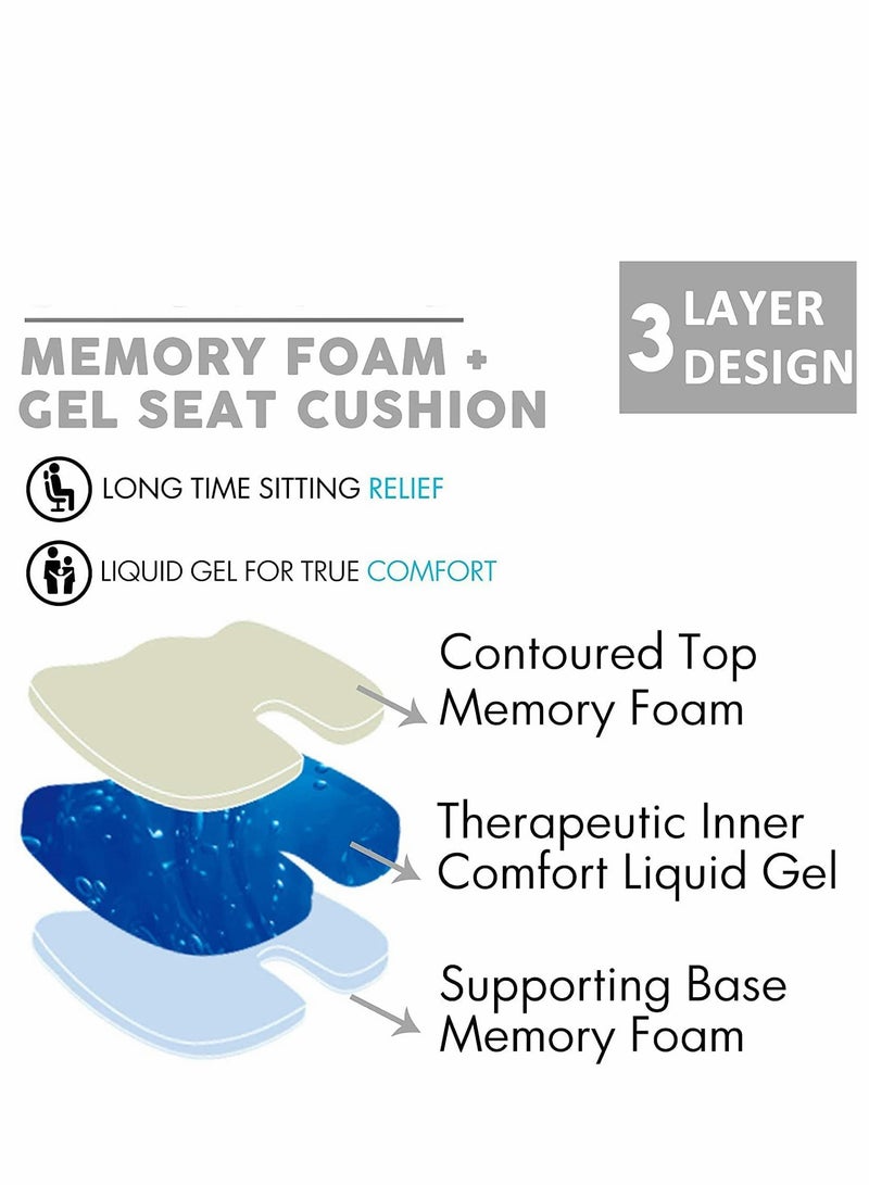 Barakah Gel Seat Cushion for Long Sitting Enhanced Office Chair Pillow, Butt Support Cushion, Memory Foam Desk Pad, Gray - Image 3