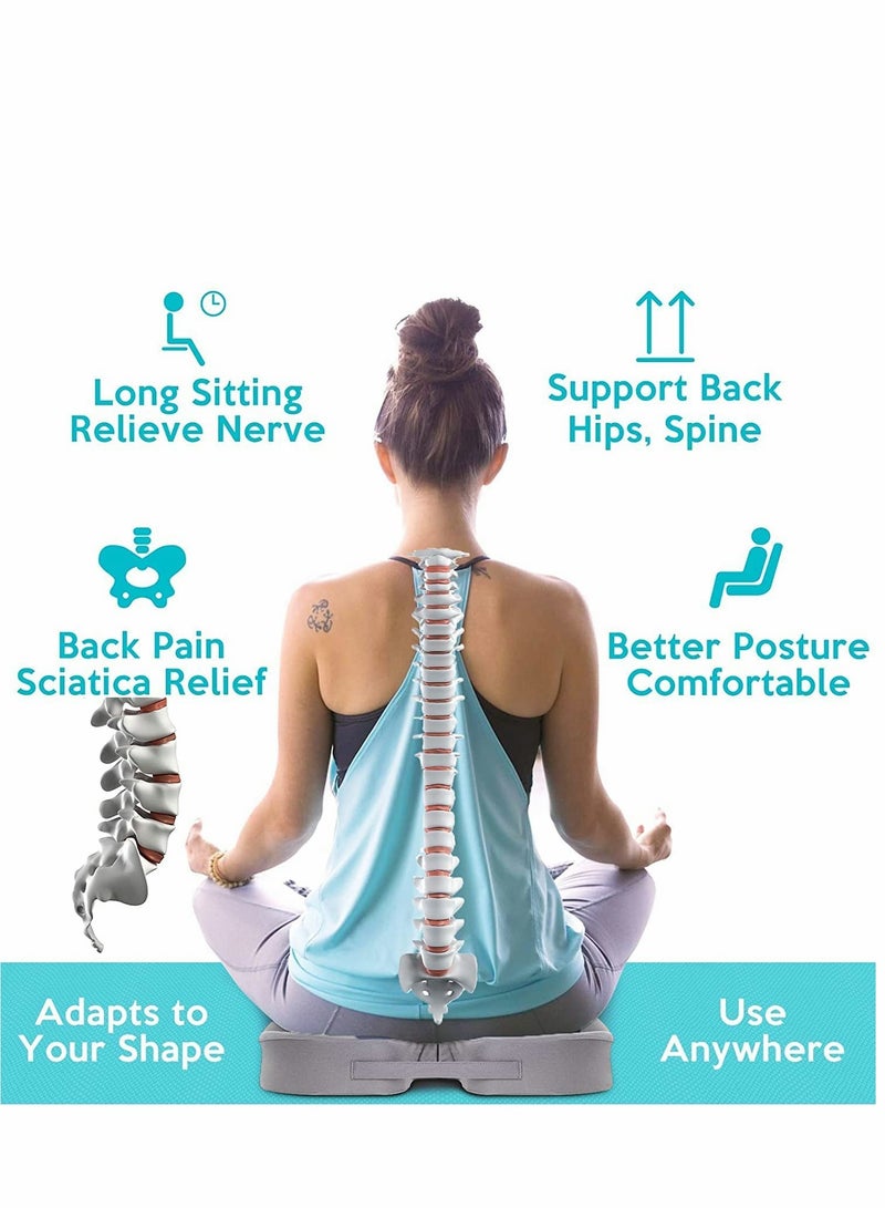 Barakah Gel Seat Cushion for Long Sitting Enhanced Office Chair Pillow, Butt Support Cushion, Memory Foam Desk Pad, Gray - Image 5