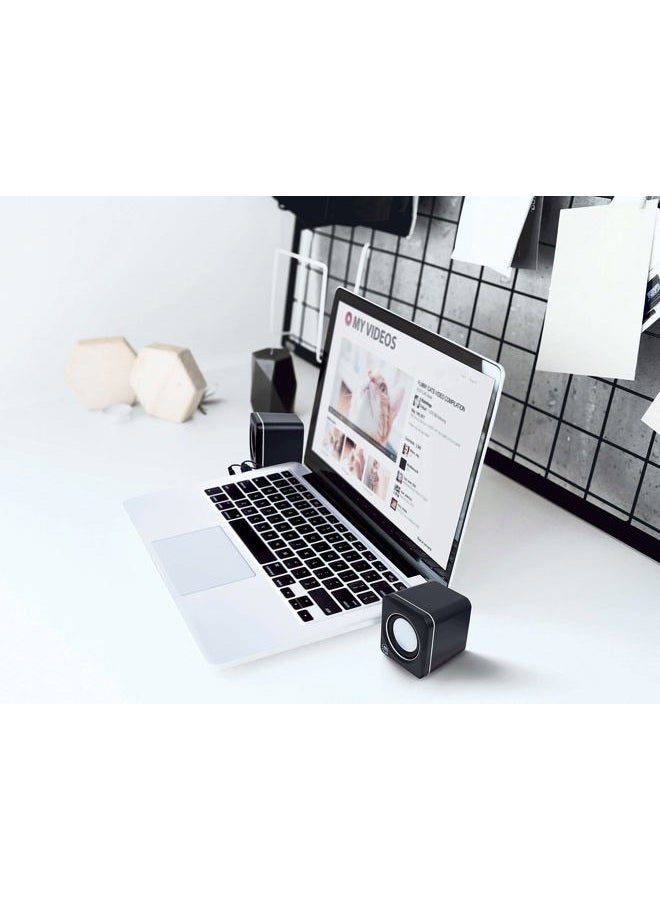 Manhattan USB Powered Stereo Speaker System - Small Size - with Volume Control & 3.5 mm Audio Plug to Connect to Laptop, Notebook, Desktop, Computer - 3 Year Warranty - Black Silver, 166898 - Image 5