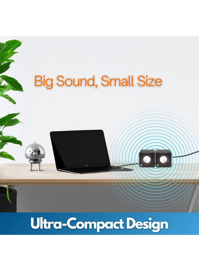 Manhattan USB Powered Stereo Speaker System - Small Size - with Volume Control & 3.5 mm Audio Plug to Connect to Laptop, Notebook, Desktop, Computer - 3 Year Warranty - Black Silver, 166898 - Image 4