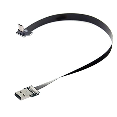 NFHK Up Angled USB 2.0 Type-A Male to Micro USB 5Pin Male Data Flat Slim FPC Cable for FPV & Disk & Phone 100CM - Image 3