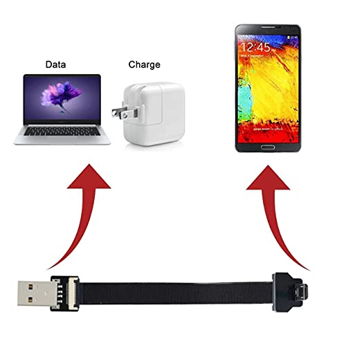 NFHK Up Angled USB 2.0 Type-A Male to Micro USB 5Pin Male Data Flat Slim FPC Cable for FPV & Disk & Phone 100CM - Image 5