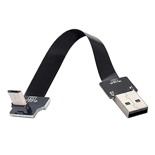 NFHK Up Angled USB 2.0 Type-A Male to Micro USB 5Pin Male Data Flat Slim FPC Cable for FPV & Disk & Phone 100CM - Image 2