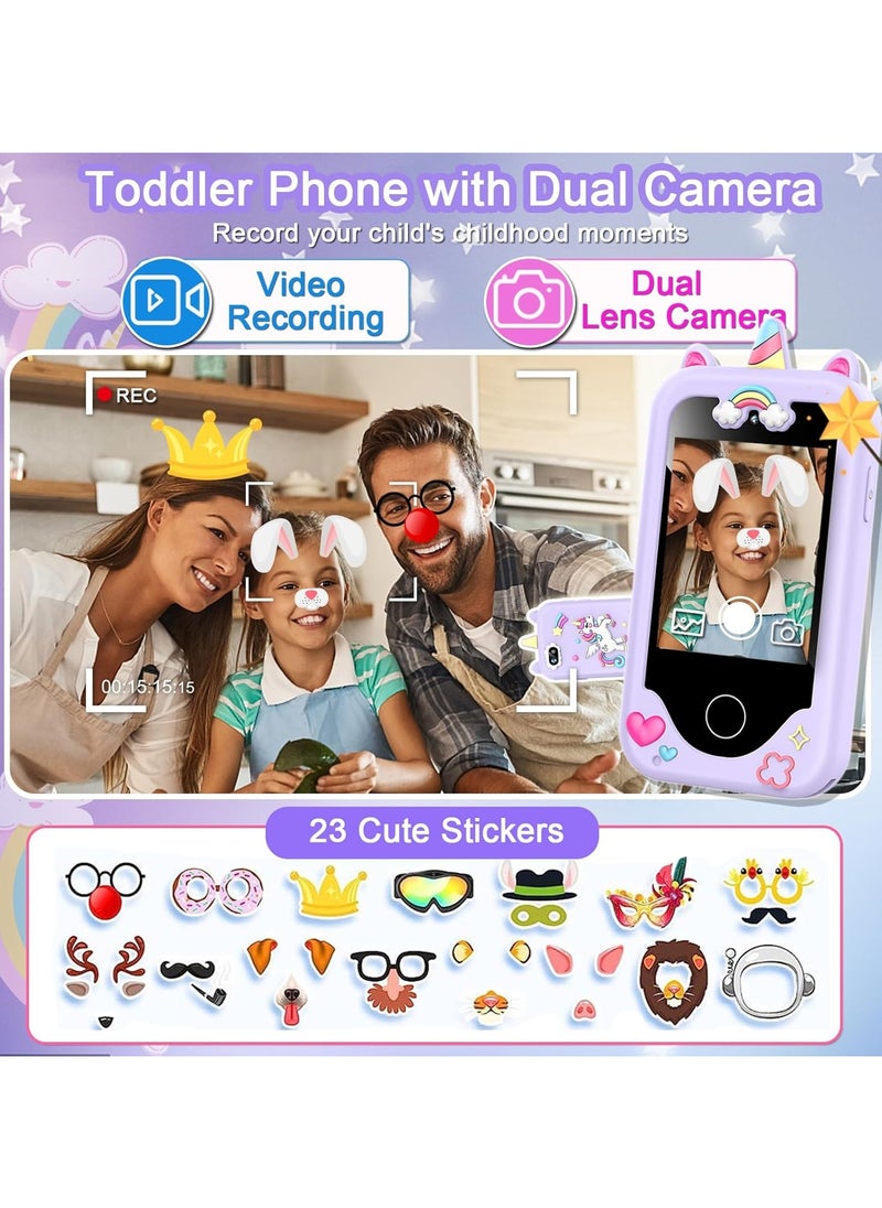 Chillspace 2025 Upgrade Kids Smart Phone for Girls, Christmas Birthday Gifts for Girls Age 3-10 Kids Toys Cell Phone, 2.8" Touchscreen Toddler Learning Play Toy Phone with Dual Camera, Game, Music Player, 8GB Card Purple  - Image 3