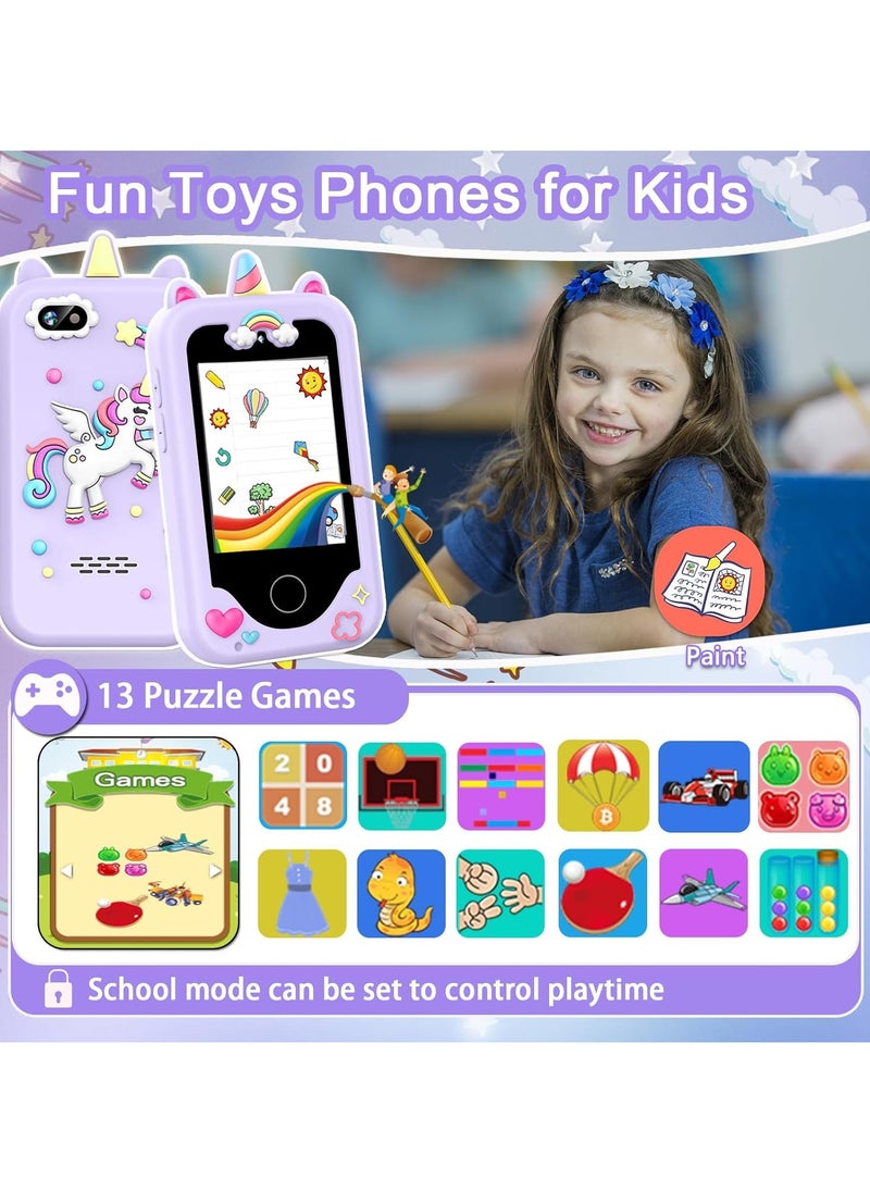 Chillspace 2025 Upgrade Kids Smart Phone for Girls, Christmas Birthday Gifts for Girls Age 3-10 Kids Toys Cell Phone, 2.8" Touchscreen Toddler Learning Play Toy Phone with Dual Camera, Game, Music Player, 8GB Card Purple  - Image 5