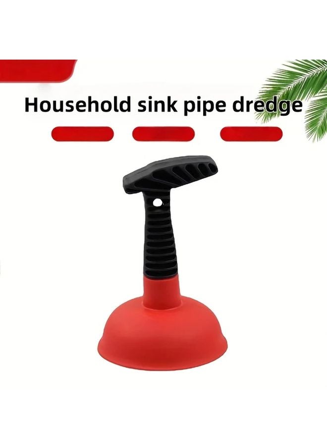 Red Manual Sink Drain Pump Non Electric Clog Remover For Kitchen Bathroom Toilet - Image 2